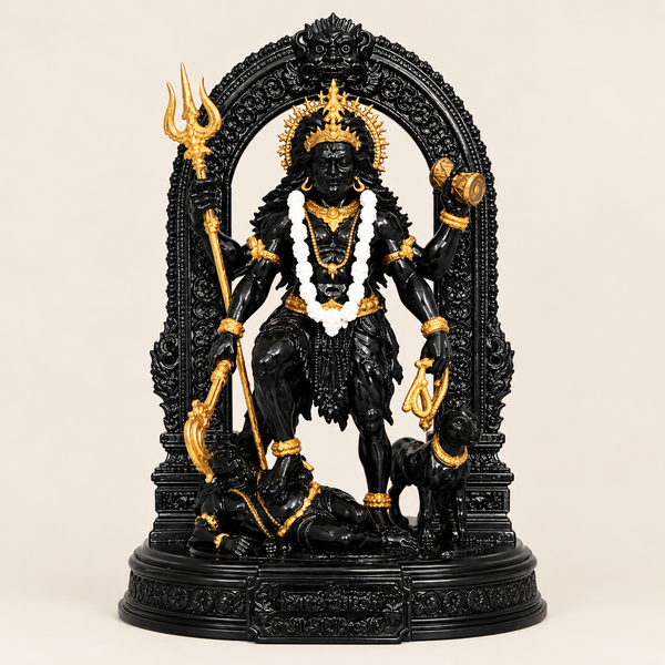 Kala Bhairavar Black Stone Idol – Majestic Divine Deity Statue