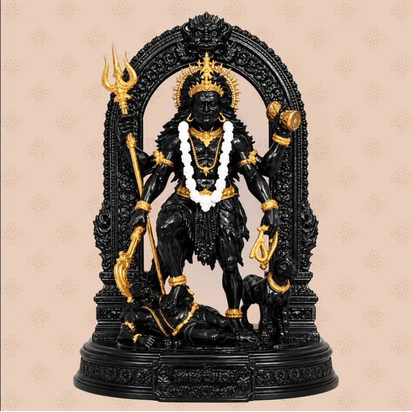Kala Bhairavar Black Stone Idol – Majestic Divine Deity Statue