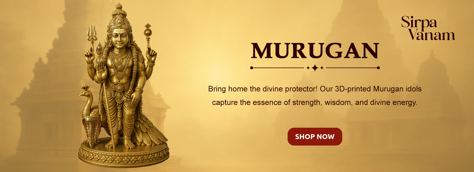 3D Lord Murugan Statue | Powerful Standing Murugan Statue 